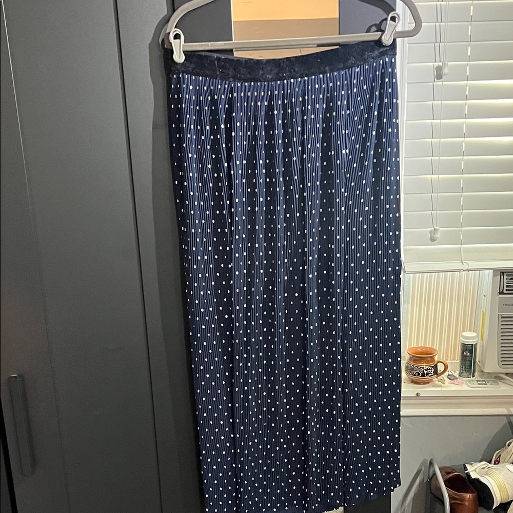 Zara Navy and White Polka Dot Maxi Skirt